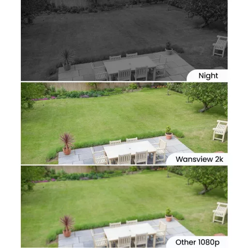 Cameră de supraveghere video wireless de exterior Wansview 2K, cu baterie și panou solar - Cameră de monitorizare WiFi fără fir, cu senzor de mișcare PIR, bidirecțională.