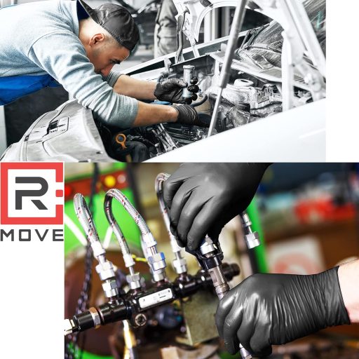 R MOVE 100 db fekete nitril eldobható kesztyű, extra vastag, pormentes, latexmentes M méret
