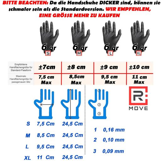 R MOVE 100 db fekete nitril eldobható kesztyű L méret, extra vastag, latex- és pormentes