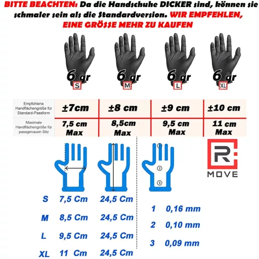 R MOVE 100 db fekete nitril eldobható kesztyű L méret, extra vastag, latex- és pormentes