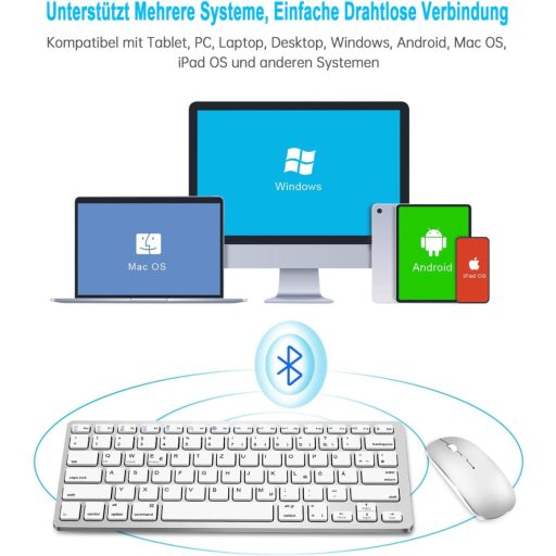 LEAPEST Wireless Bluetooth Billentyűzet és Egér Szett Tablet iPad Laptop Telefonhoz