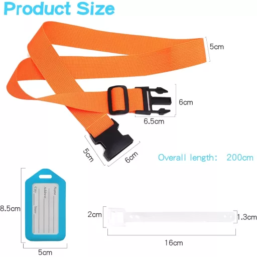 Set 4 curele de fixare valize YORFULL, 180 cm, benzi de siguranță pentru bagaje