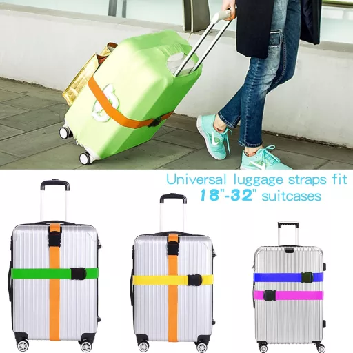 Set 4 curele de fixare valize YORFULL, 180 cm, benzi de siguranță pentru bagaje