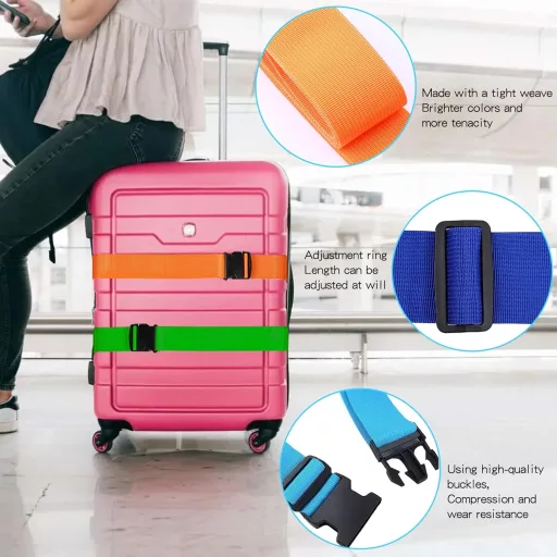 Set 4 curele de fixare valize YORFULL, 180 cm, benzi de siguranță pentru bagaje