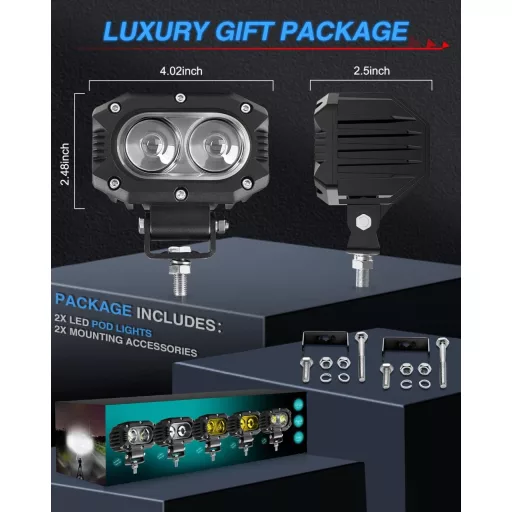 BraveWAY 80W 8000LM Lampă LED de lucru, albă 6500K, pentru motocicletă, tractor, 4x4, off-road