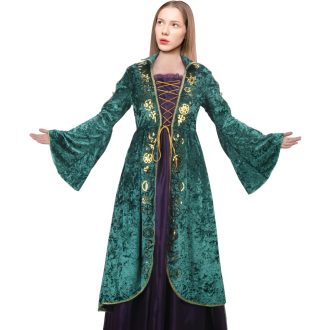   LIKUNGOU Winifred Sanderson Dámsky Stredoveký Zelený Čarodejnícky Kostým Šaty Halloween Karneval Cosplay Kostým Veľkosť M