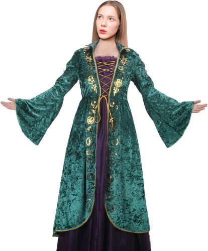 LİKUNGOU Winifred Sanderson Costum de Vrăjitoare Medievală Verde pentru Femei, Rochie pentru Halloween, Carnaval, Cosplay, Mărimea M
