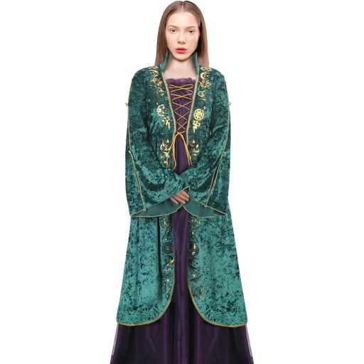 LIKUNGOU Winifred Sanderson Női Középkori Zöld Boszorkány Jelmez Ruha Halloween Farsangi Cosplay Kosztüm M-es Méretben