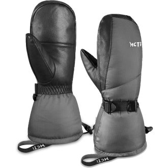   Kineed Zimné lyžiarske rukavice pre mužov - vodeodolné, s dotykovou obrazovkou, hrejivé do -28°C, s výplňou z husieho peria, protišmyková dlaň - veľkosť L, sivé