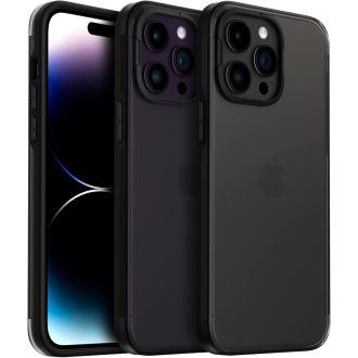   ORNARTO Ochranné puzdro pre iPhone 14 Pro Max – Matné čierne puzdro odolné voči odtlačkom prstov s protišmykovou úpravou a ochranou pomocou vzduchových vankúšov, s 2 chráničmi fotoaparátu a 2 chráničmi displeja