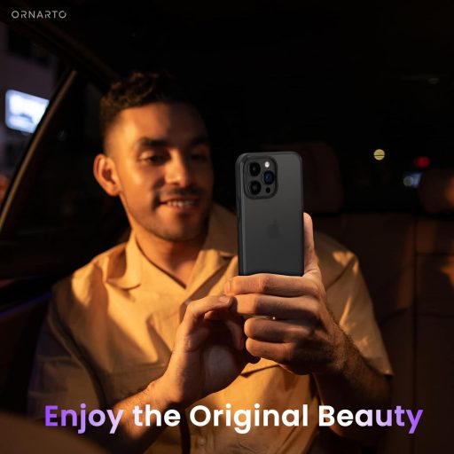 Husă de protecție ORNARTO pentru iPhone 14 Pro Max - Negru Mat, Anti-amprentă, Anti-alunecare, cu Protecție Airbag, 2 Folii de protecție pentru cameră și 2 Folii de protecție pentru ecran