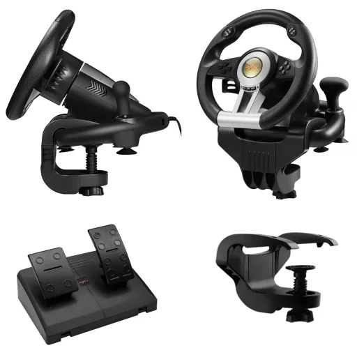 PXN V3 PRO Gaming Kormány Pedálokkal, 180° Vibráció, PC/PS3/PS4/Xbox/Switch