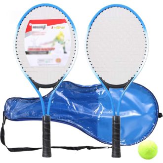   Detská tenisová súprava Lifup pre 2 hráčov, 20-palcové hliníkové začiatočnícke tenisové rakety modrej farby s prenosnou taškou, 200 g.