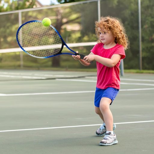 Set rachete de tenis pentru copii Lifup, pentru 2 jucători, rachete de tenis de începători din aluminiu, 20 inch, culoare albastră, cu geantă de transport, 200g
