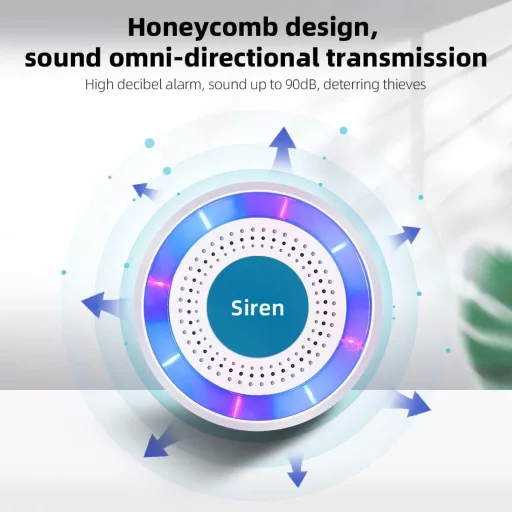 Bezdrôtová stroboskopická siréna LWOHSI pre domáci bezpečnostný systém – biela alarmová kupola pre modely LW106/LW108, 21-mesačná výdrž batérie