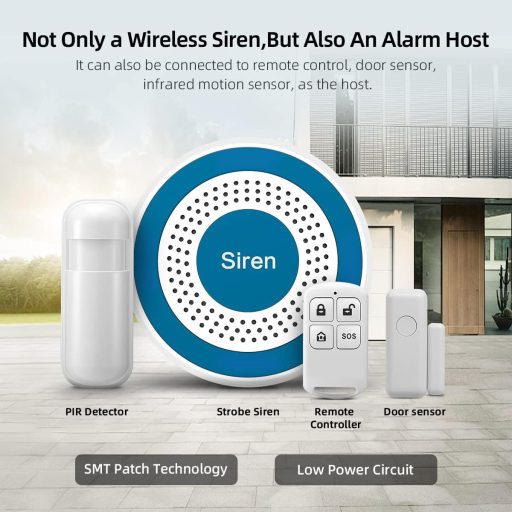Sirena stroboscopică wireless LWOHSI pentru sistem de securitate acasă - Dom Alarmă Alb pentru modelele LW106/LW108, autonomie 21 luni
