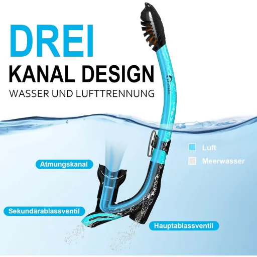 Dorlle Panoráma Snorkel Szett, Vízálló Búvármaszk, Páramentesítő Üveg, 3 Csatornás Légzőcső - Water Green