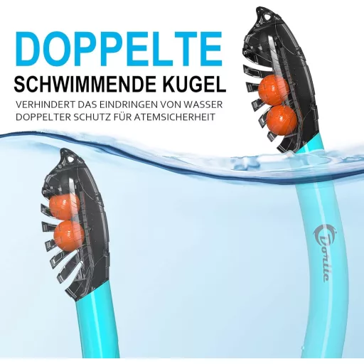 Dorlle Panoráma Snorkel Szett, Vízálló Búvármaszk, Páramentesítő Üveg, 3 Csatornás Légzőcső - Water Green