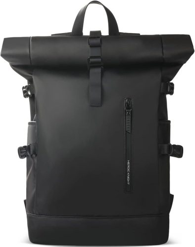 hk Rolltop Vízálló Hátizsák 27L - 15,6" Laptoptartóval, USB Porttal - Könnyű, Lopásbiztos Utazó/Iskolatáska Férfiaknak és Nőknek - Fekete