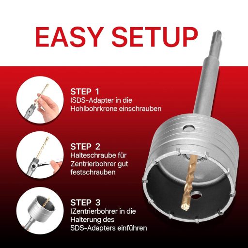 hsawbit 40 mm SDS Plus fúrószár készlet kőművesmunkához, betonhoz és márványhoz