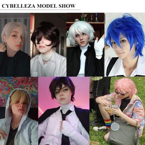 Cybelleza Tmavohnedá Krátka Anime Parochňa - Rovná a Vlnitá Cosplay Umelé Vlasy pre Mužov a Ženy, na Karnevalový Kostým, s Čiapkou
