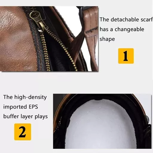 CHICHL Retro Bőr Motorkerékpár Bukósisak Vintage Szemüveggel - Német Stílusú Robogó Sisak S: 55-56 cm