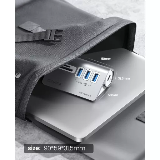 ORICO USB-C Hub 3.2 Gen 1 – 3 USB porty, čítačka SD/TF kariet, 5 Gbps, kompatibilný s MacBookom