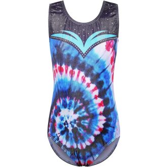   ZNYUNE Dievčenské Čierne Batikované Gymnastické Tanečné Šaty - Viacfarebné, 6A