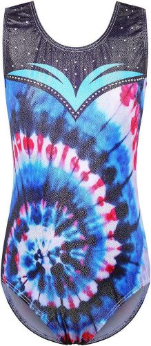ZNYUNE Rochie de gimnastică și dans pentru fete, cu imprimeu batik negru - Multicolor, 6A