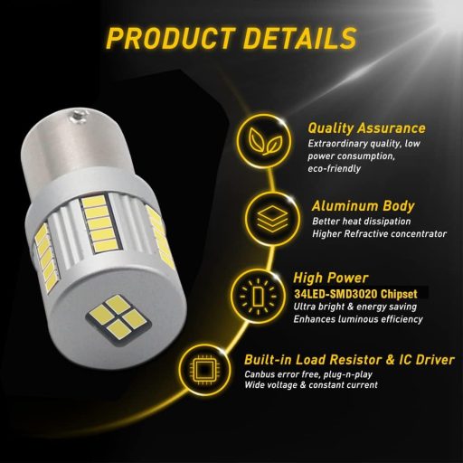 Eseastar S25 BA15S P21W LED žiarovka biela 6000K do auta 2ks