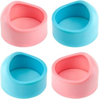   4db Etetőtál, Tengerimalac, Hörcsög, Rágcsáló, Kerámia (Rózsaszín+Kék) Újracsomagolt termék