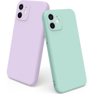   Set 2 huse iPhone 12 din silicon lichid - Husă de protecție premium cu căptușeală din microfibră, decupaje precise, pentru iPhone 12 (2020) 6.1"