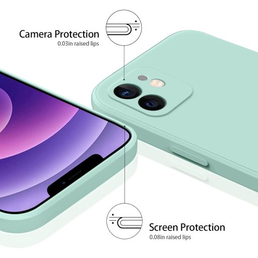 Set 2 huse iPhone 12 din silicon lichid - Husă de protecție premium cu căptușeală din microfibră, decupaje precise, pentru iPhone 12 (2020) 6.1"