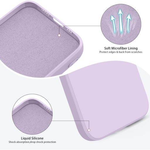 Set 2 huse iPhone 12 din silicon lichid - Husă de protecție premium cu căptușeală din microfibră, decupaje precise, pentru iPhone 12 (2020) 6.1"