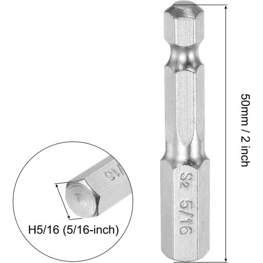 Magnetikus hatszögű csavarhúzóbetét készlet, 5/16", 3 db - Sourcing Map