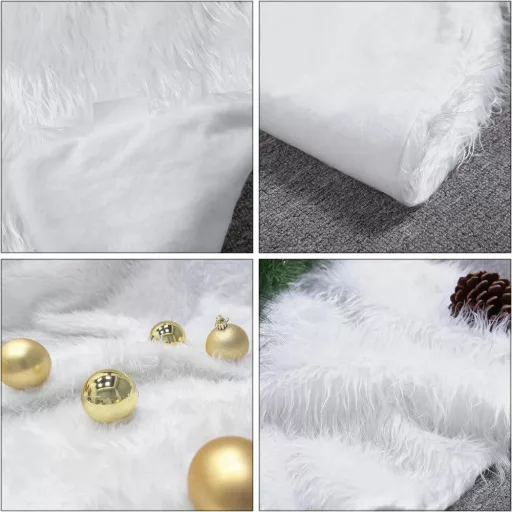 YXHZVON Fehér Plüss Karácsonyfa Szőnyeg, Kerek Dekorációs Takaró Ünnepi Partikhoz