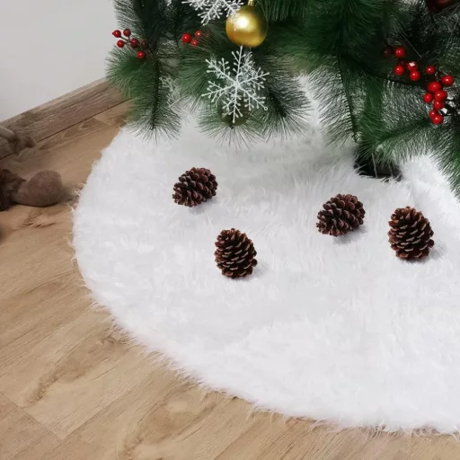 YXHZVON Fehér Plüss Karácsonyfa Szőnyeg, Kerek Dekorációs Takaró Ünnepi Partikhoz