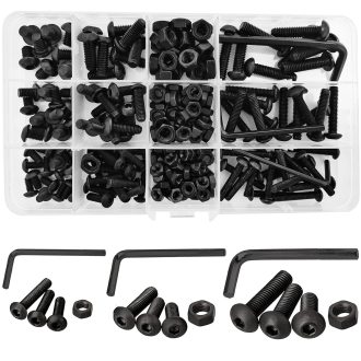   Set 219 șuruburi și piulițe WeqeYent M4 M5 M6 din oțel negru