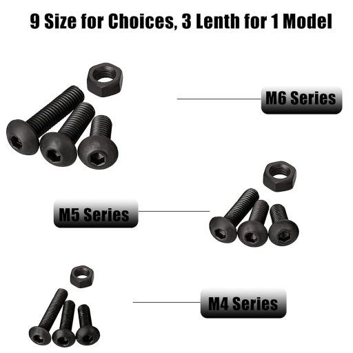 Set 219 șuruburi și piulițe WeqeYent M4 M5 M6 din oțel negru