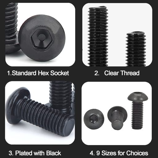 Set 219 șuruburi și piulițe WeqeYent M4 M5 M6 din oțel negru