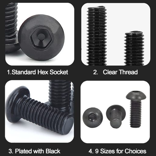 WeqeYent 219 részes csavar és anya szett M4 M5 M6 fekete acél