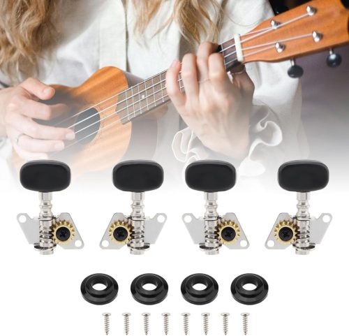 MuzcYM Ukulele Hangolókulcsok - 2L2R Klasszikus Stílusú Hangológépek 4 Húros Ukulele és Gitár Basszushoz - Fekete Acélötvözet