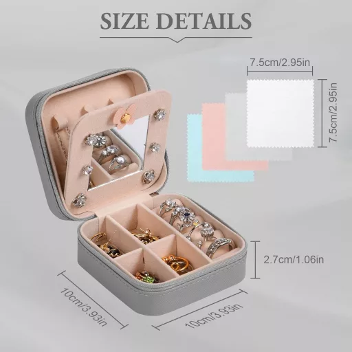 Aucuu utazó ékszertartó doboz tükörrel, női ékszer szerveződoboz