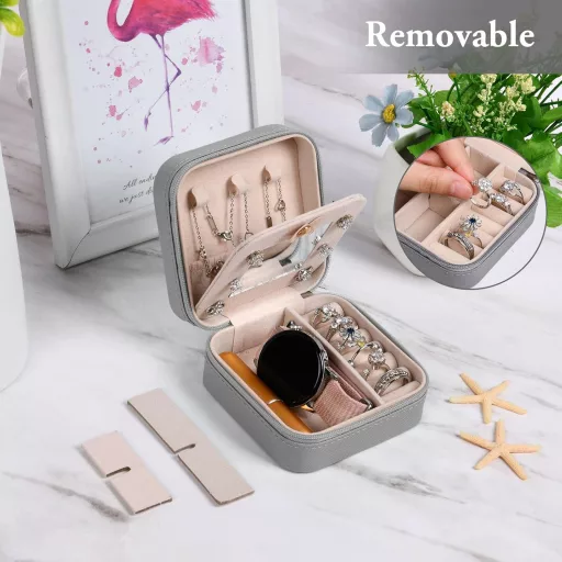 Aucuu utazó ékszertartó doboz tükörrel, női ékszer szerveződoboz