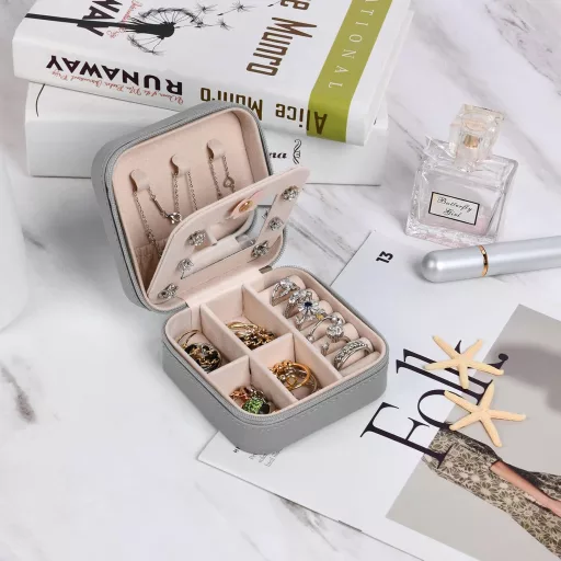 Aucuu utazó ékszertartó doboz tükörrel, női ékszer szerveződoboz