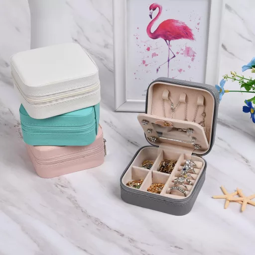 Aucuu utazó ékszertartó doboz tükörrel, női ékszer szerveződoboz