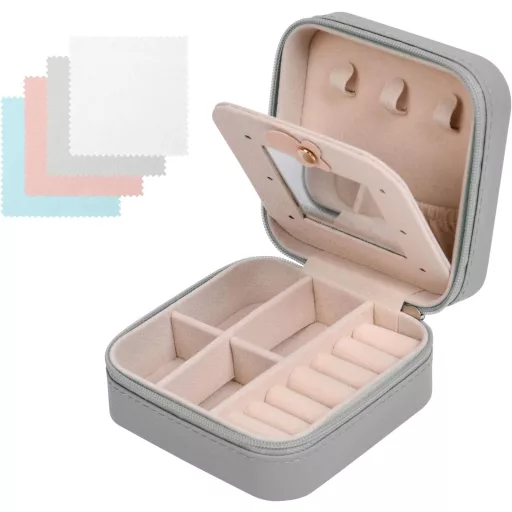 Aucuu utazó ékszertartó doboz tükörrel, női ékszer szerveződoboz