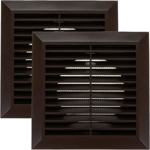 Vent Systems 100mm Grilă de Aerisire Externe 2 buc - Capac Extractor Baie - Protecție Insecte, Păsări și Rozătoare - Orificiu de Ventilație din Plastic Maro 10c