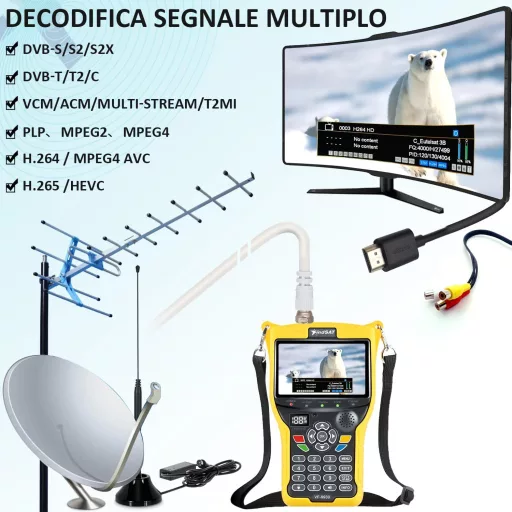 Digitálny satelitný vyhľadávač SZBOX VF9930 so 4,3" LCD displejom DVB-S2/S/T2/T/C
