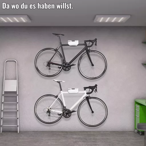 Suport de perete pentru bicicletă BESTRIDE KEEPER, alb, cu raft și sistem de blocare pentru biciclete fixie